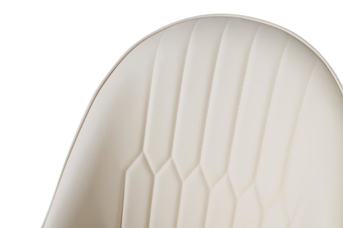 GINER Y COLOMER Lot de 4 chaises de salle à manger avec dossier rembourré en cuir PU beige et pieds en acier tubulaire noir mat, design moderne et élégant
